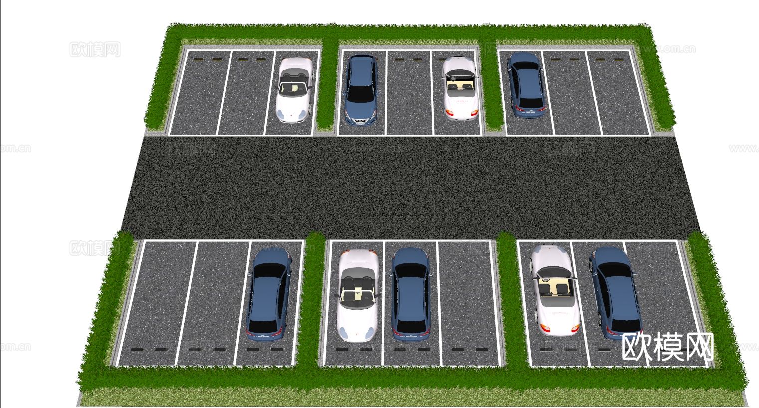 地面户外停车场su模型