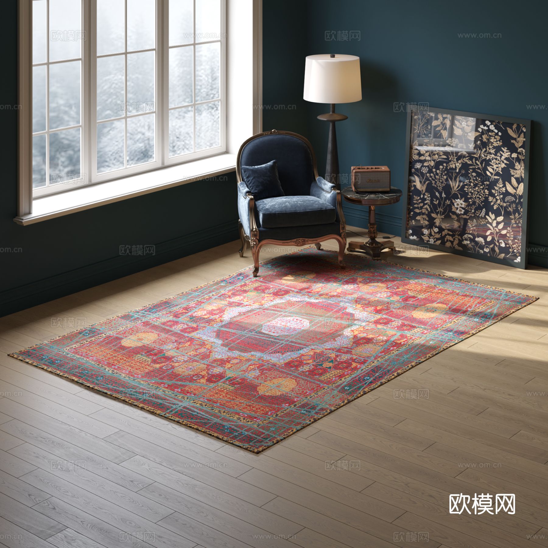 红色方形花纹地毯 2025版VR材质下载