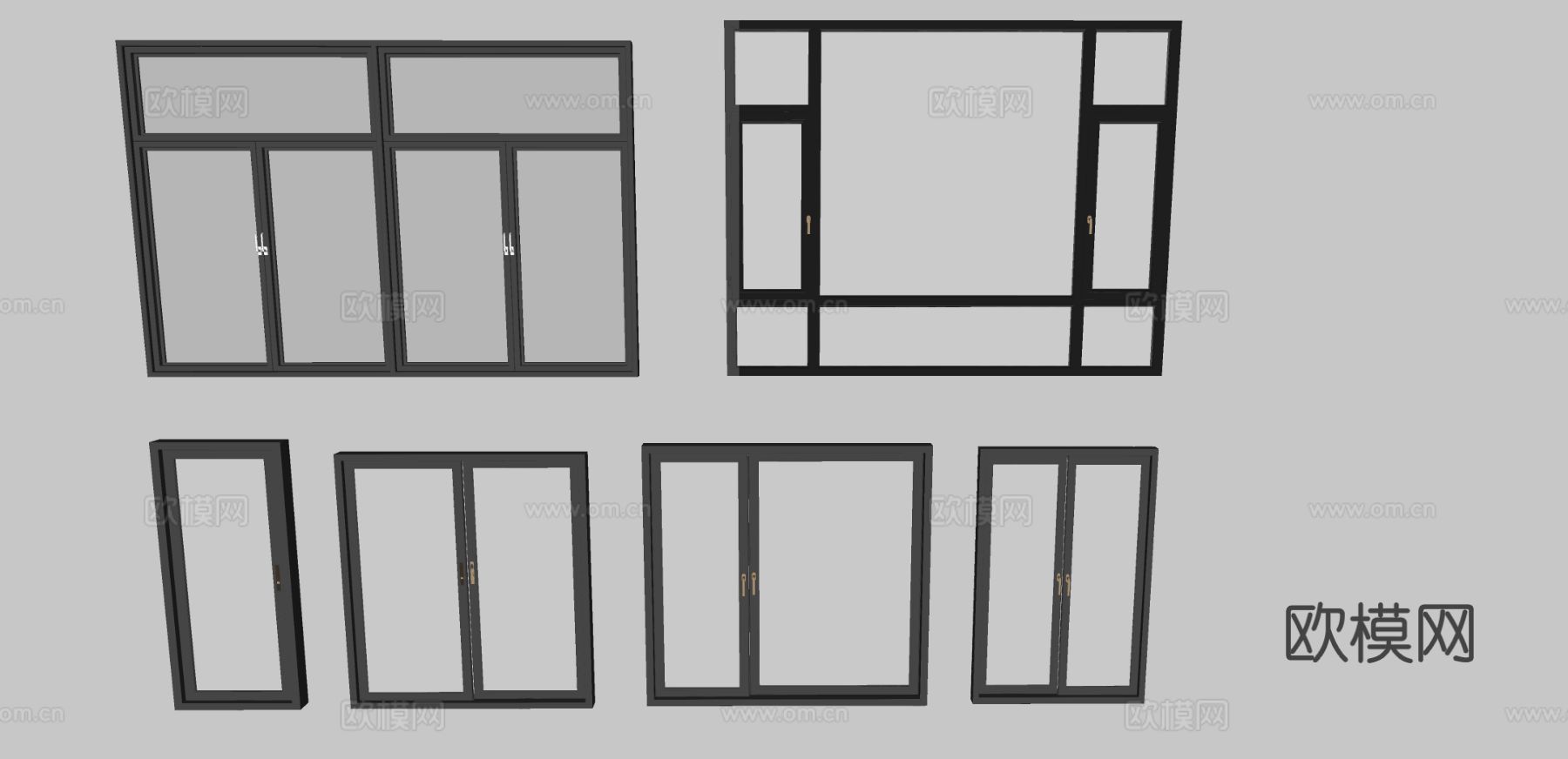 现代窗户 玻璃平开窗 单开窗su模型
