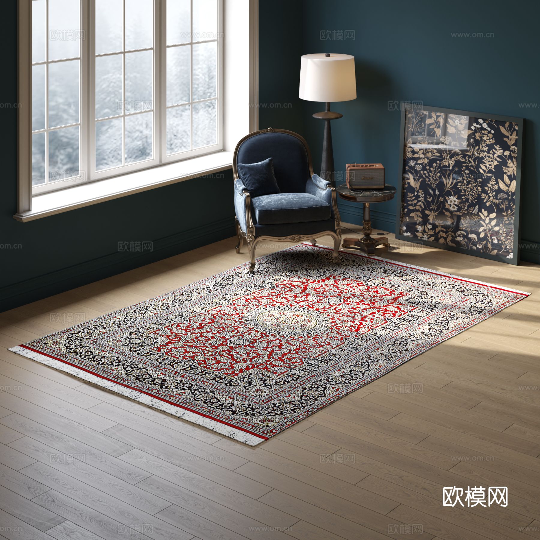 红黑色方形花纹地毯 2025版VR材质下载