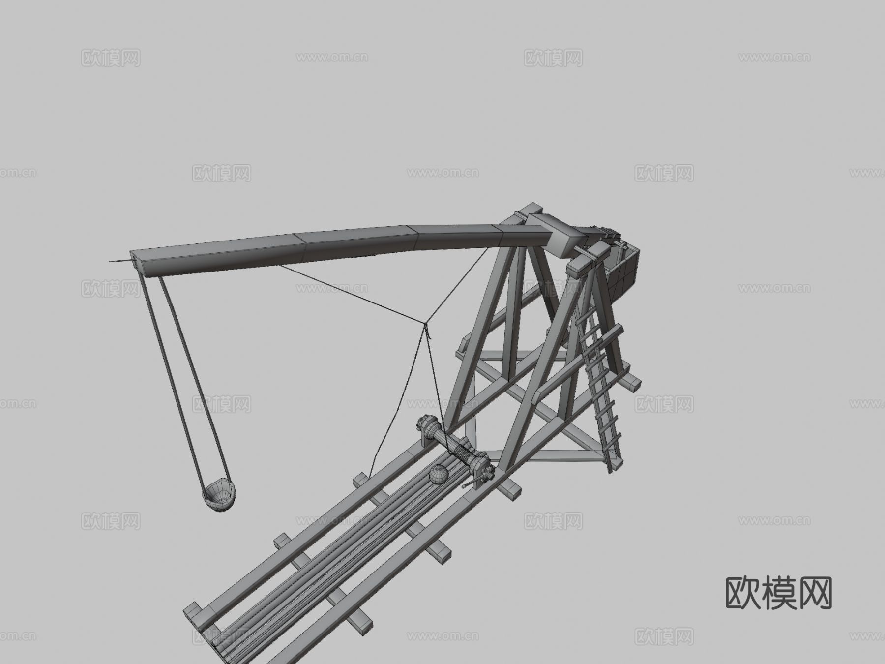 投石机 冷兵器 投石车3d模型