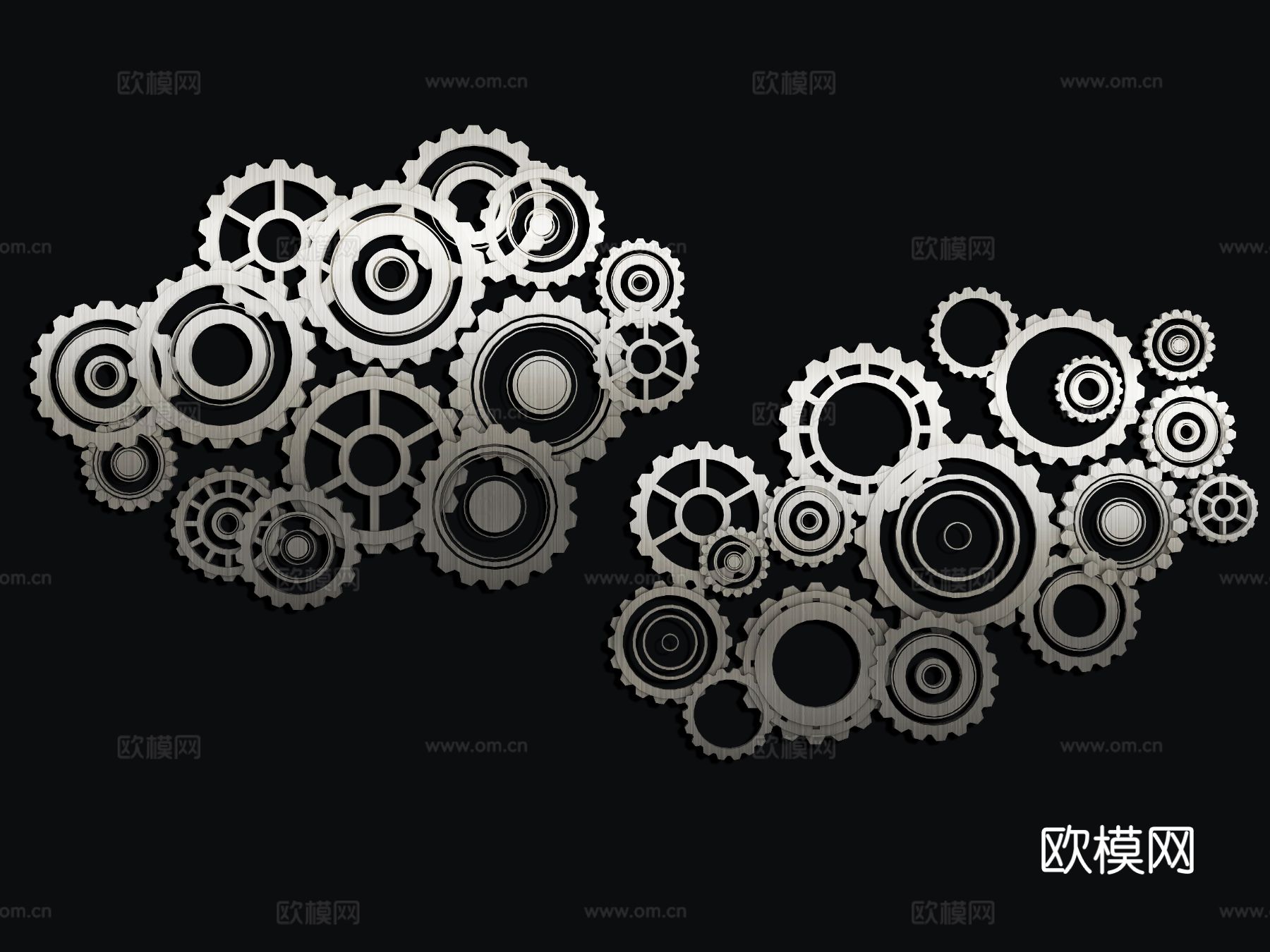 工业风科技齿轮 墙饰su模型