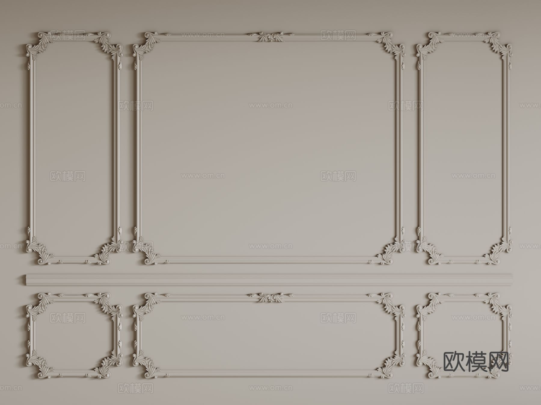 法式线条 石膏线 PU线条 墙裙3d模型