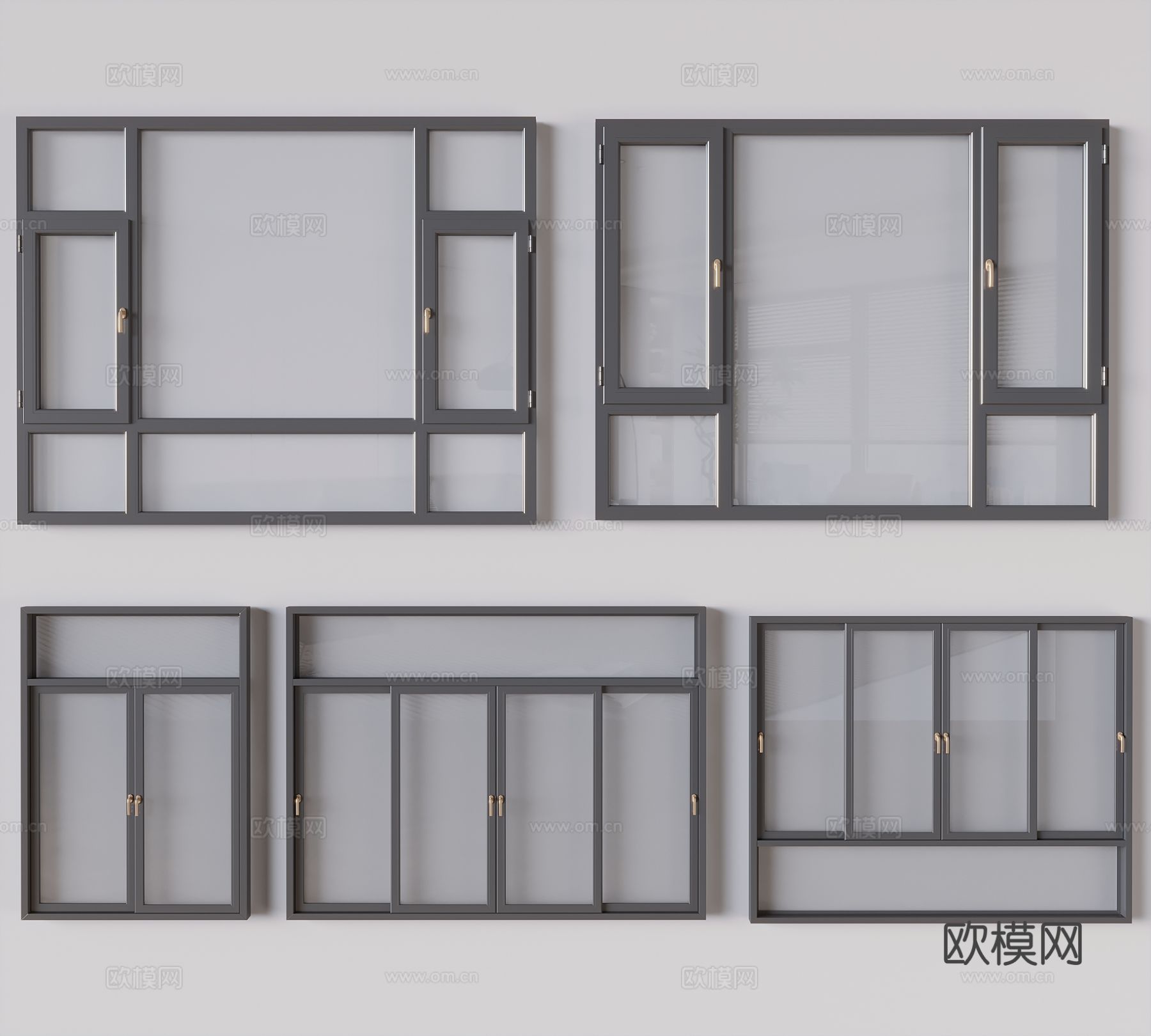 现代窗户 平开窗 断桥铝平开窗3d模型