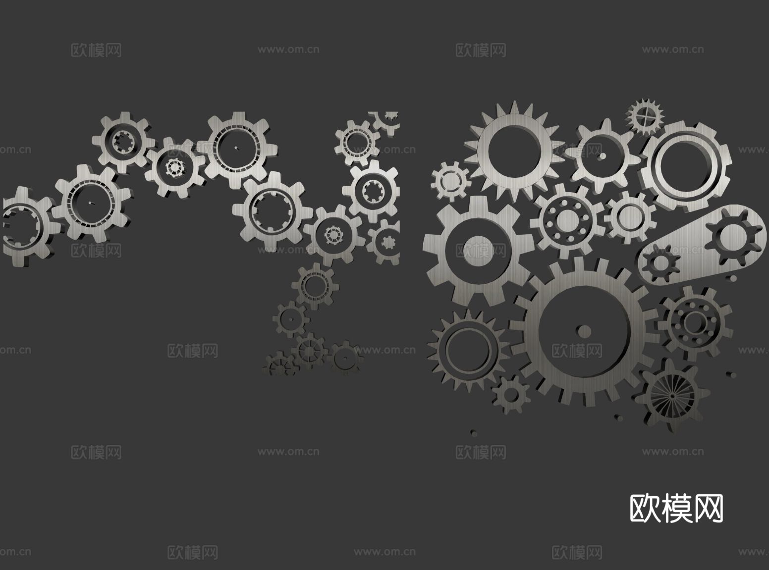 工业风科技齿轮 墙饰su模型下载（渲染图1）
