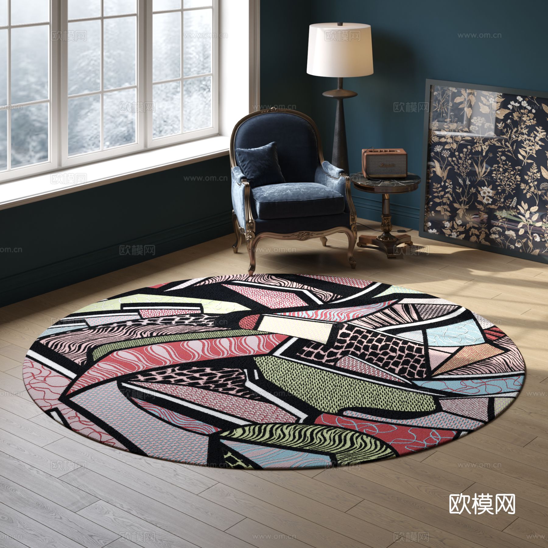 几何圆形花纹地毯 2025版VR材质下载