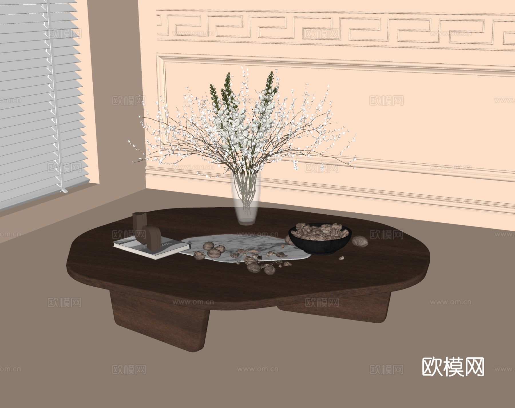 中古风茶几su模型下载（渲染图1）