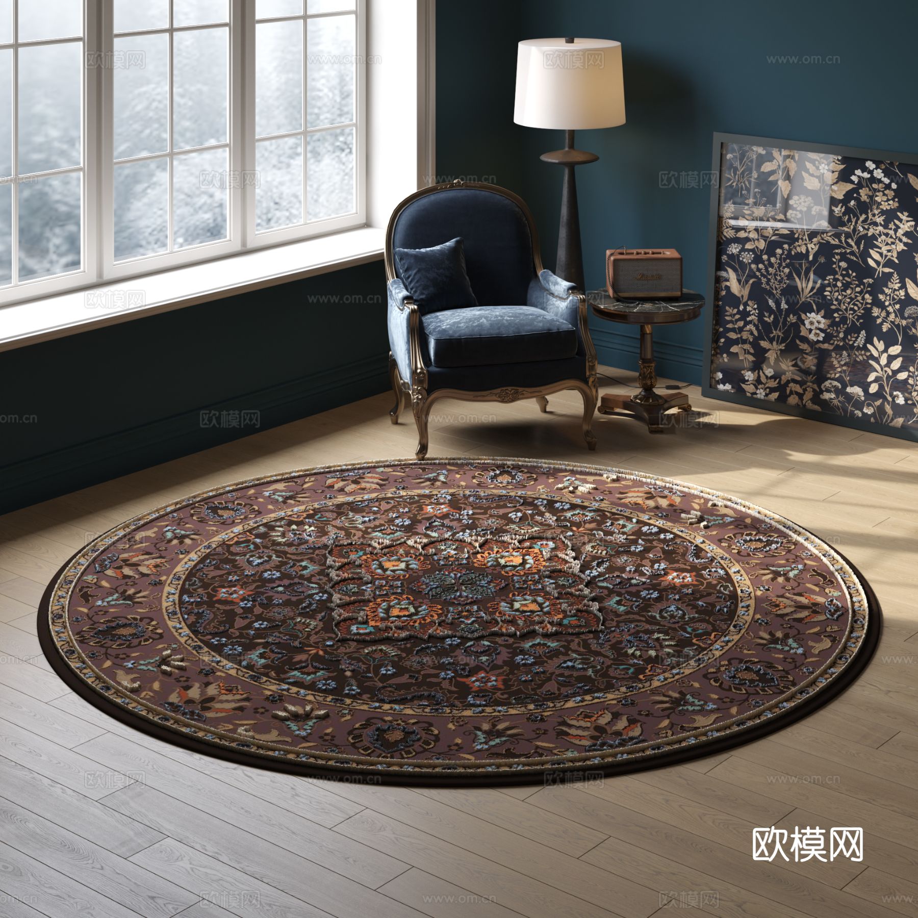复古圆形花纹地毯 2025版VR材质下载