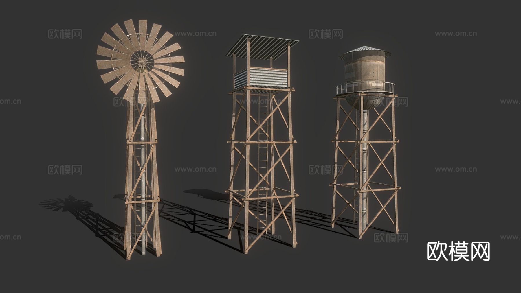 水塔 风车 警卫塔3d模型