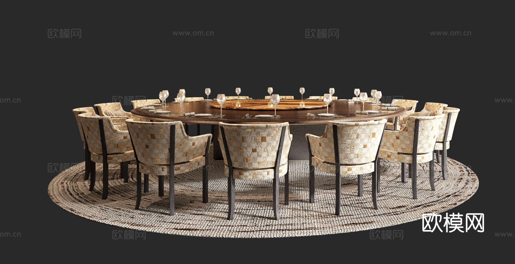 包厢餐桌椅 圆餐桌3d模型下载