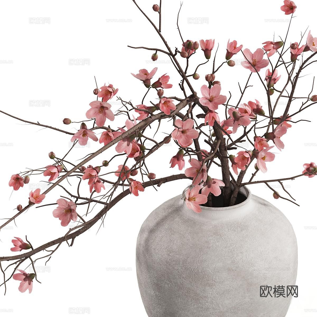 侘寂花瓶 花艺 鲜花 插花3d模型