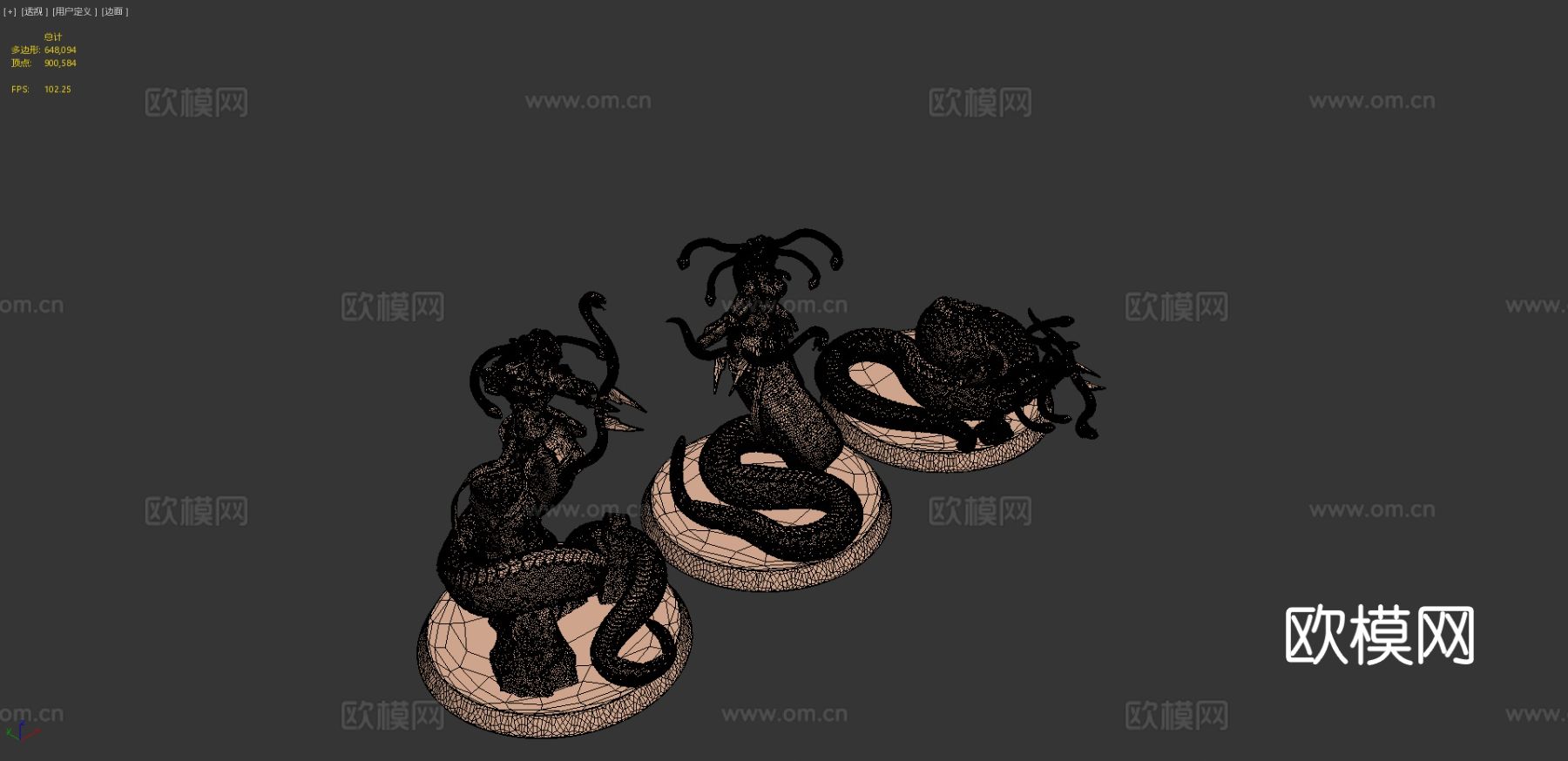 美杜莎长弓雕塑3d模型