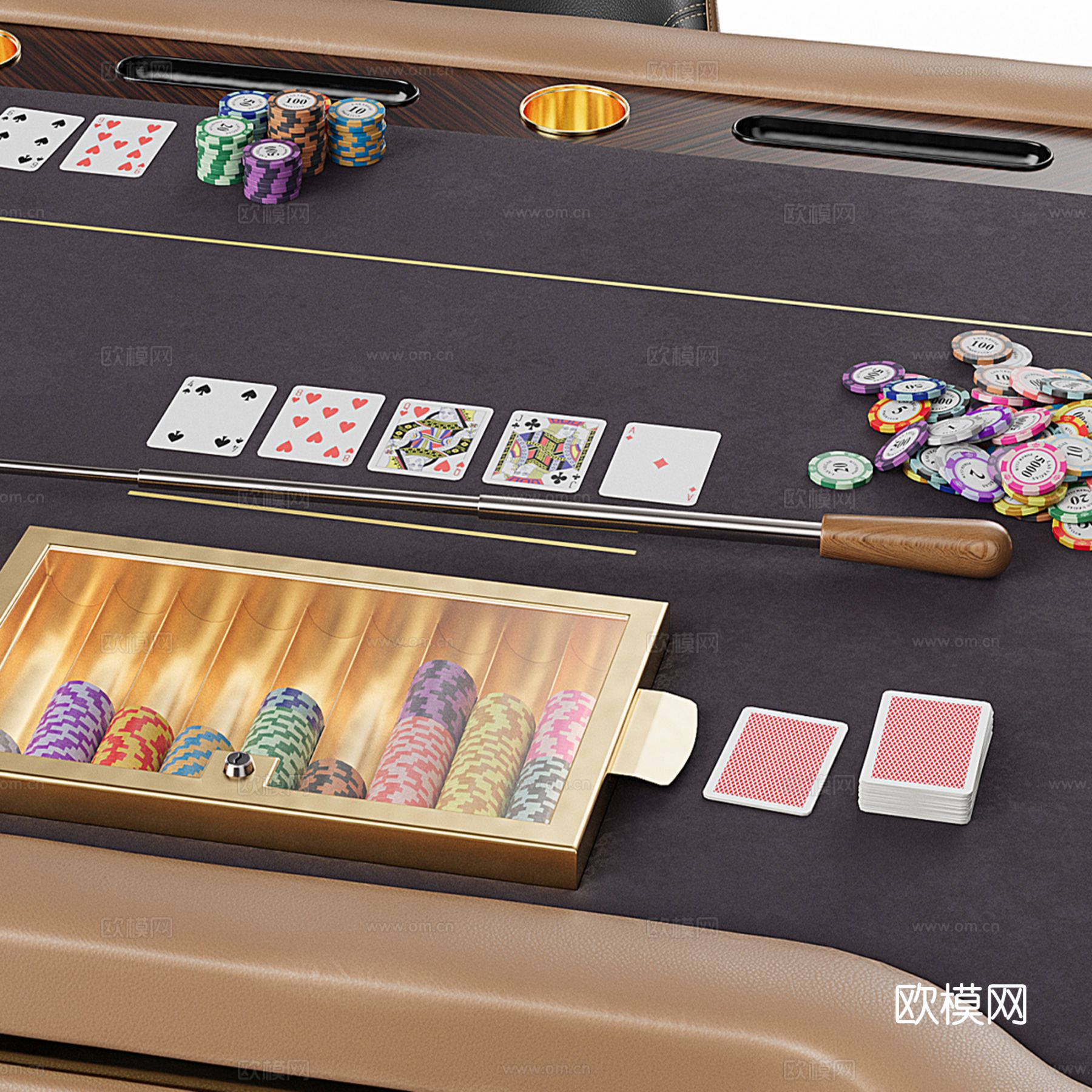 现代德州扑克 棋牌桌椅su模型