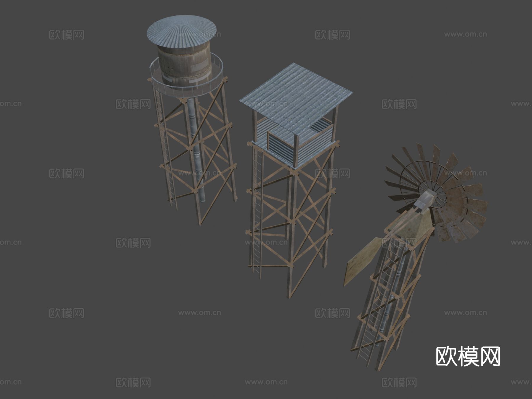 水塔 风车 警卫塔3d模型