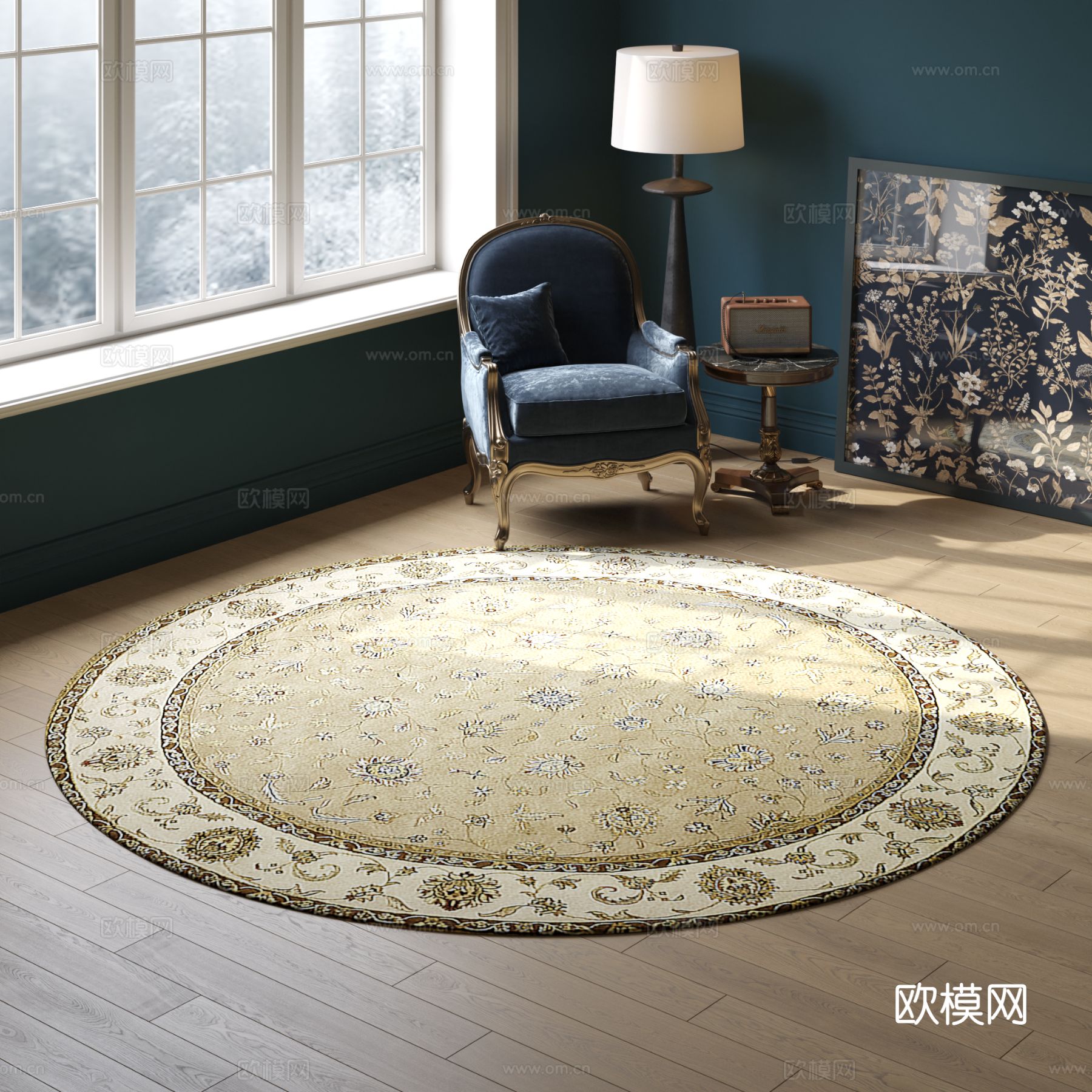 浅色圆形花纹地毯 2025版VR材质下载