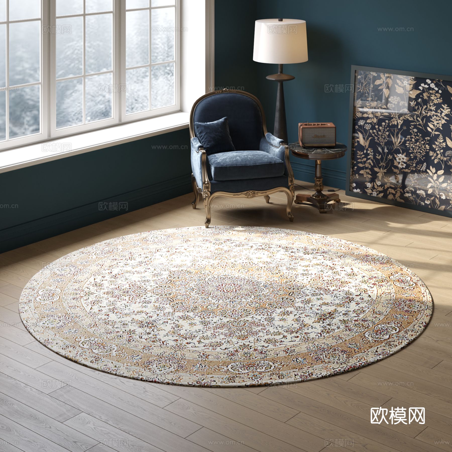 浅色圆形花纹地毯 2025版VR材质下载