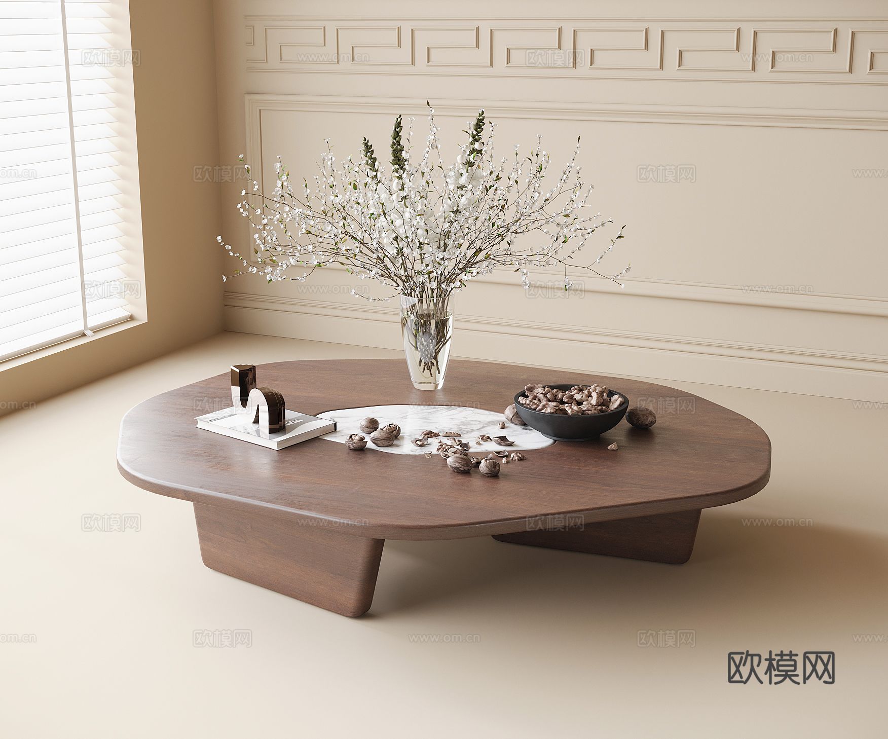 中古风茶几su模型下载（渲染图2）