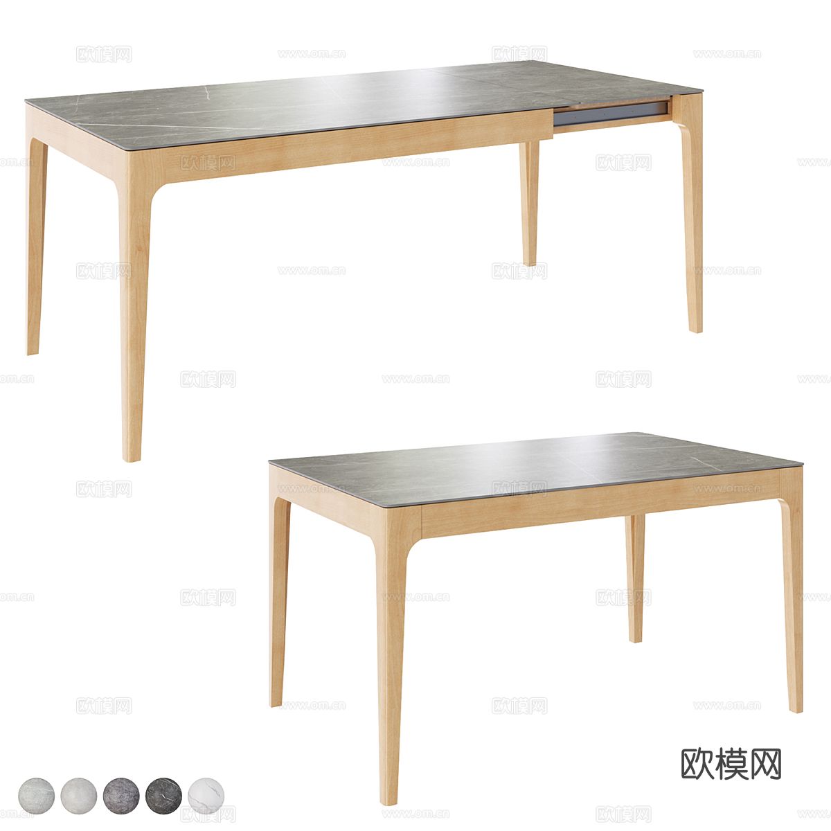 北欧餐桌 条形餐桌3d模型下载