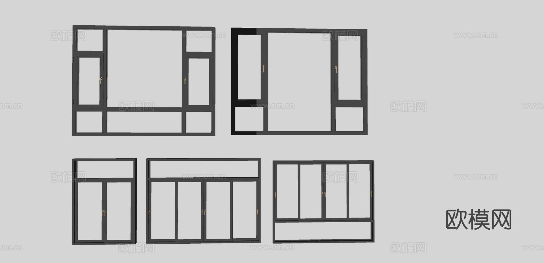 现代窗户 平开窗su模型