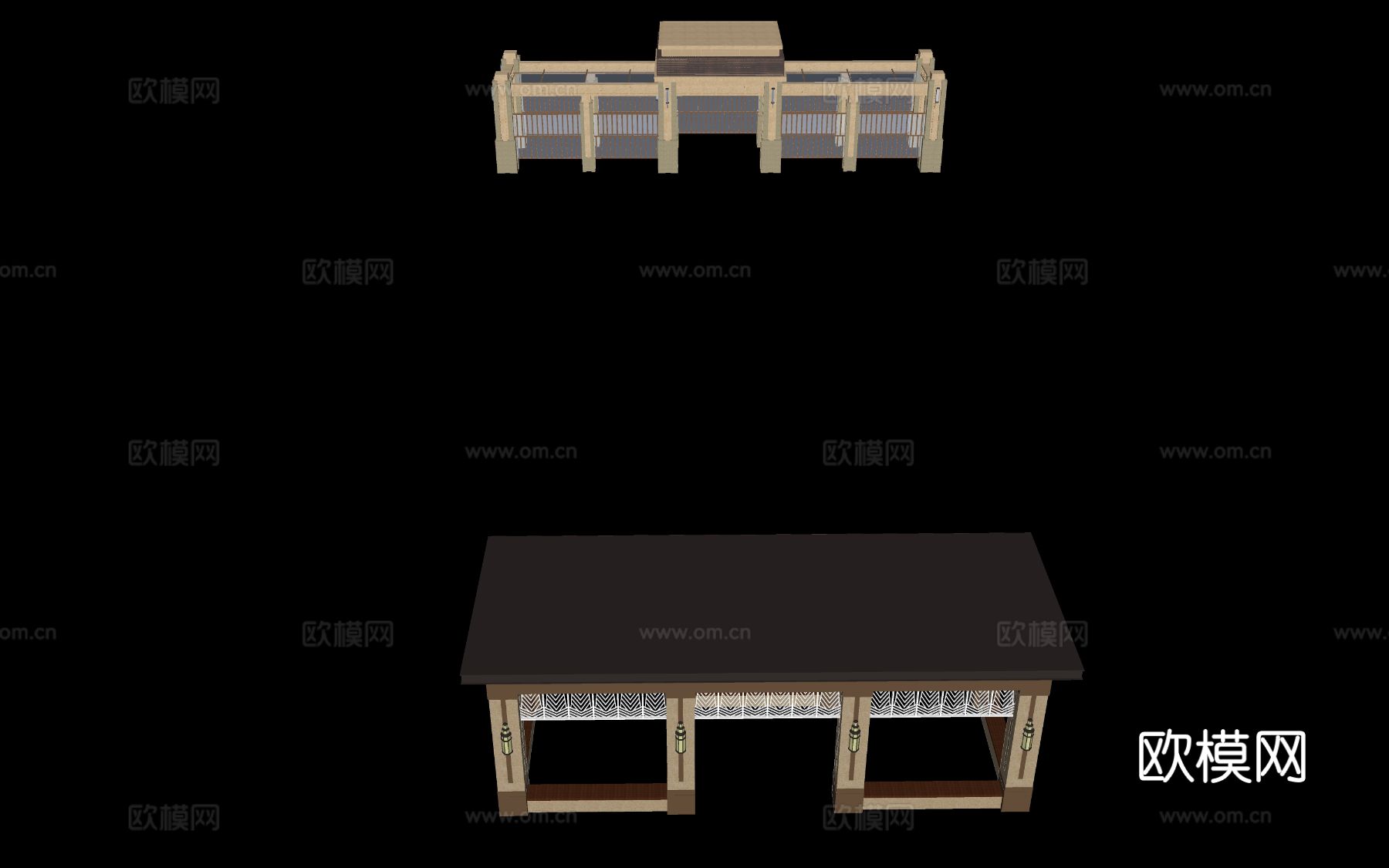 景观小品 廊架 构筑物su模型