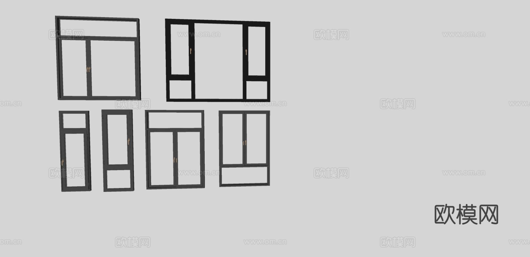 现代窗户 平开窗 单开窗su模型