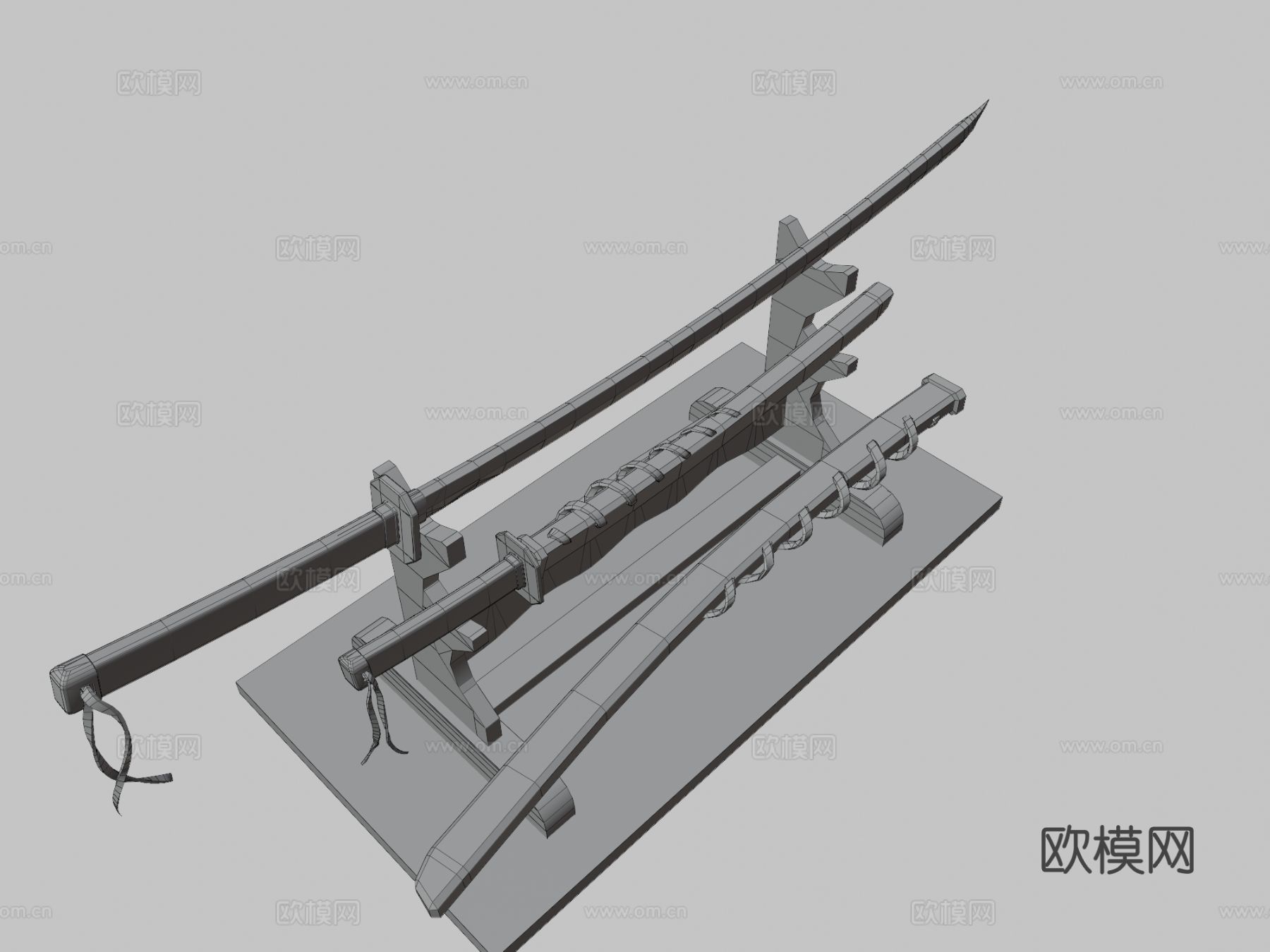 武士刀带支架3d模型