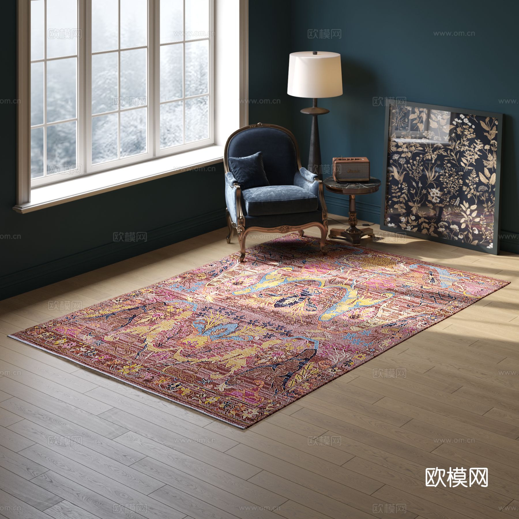 红色方形花纹地毯 2025版VR材质下载