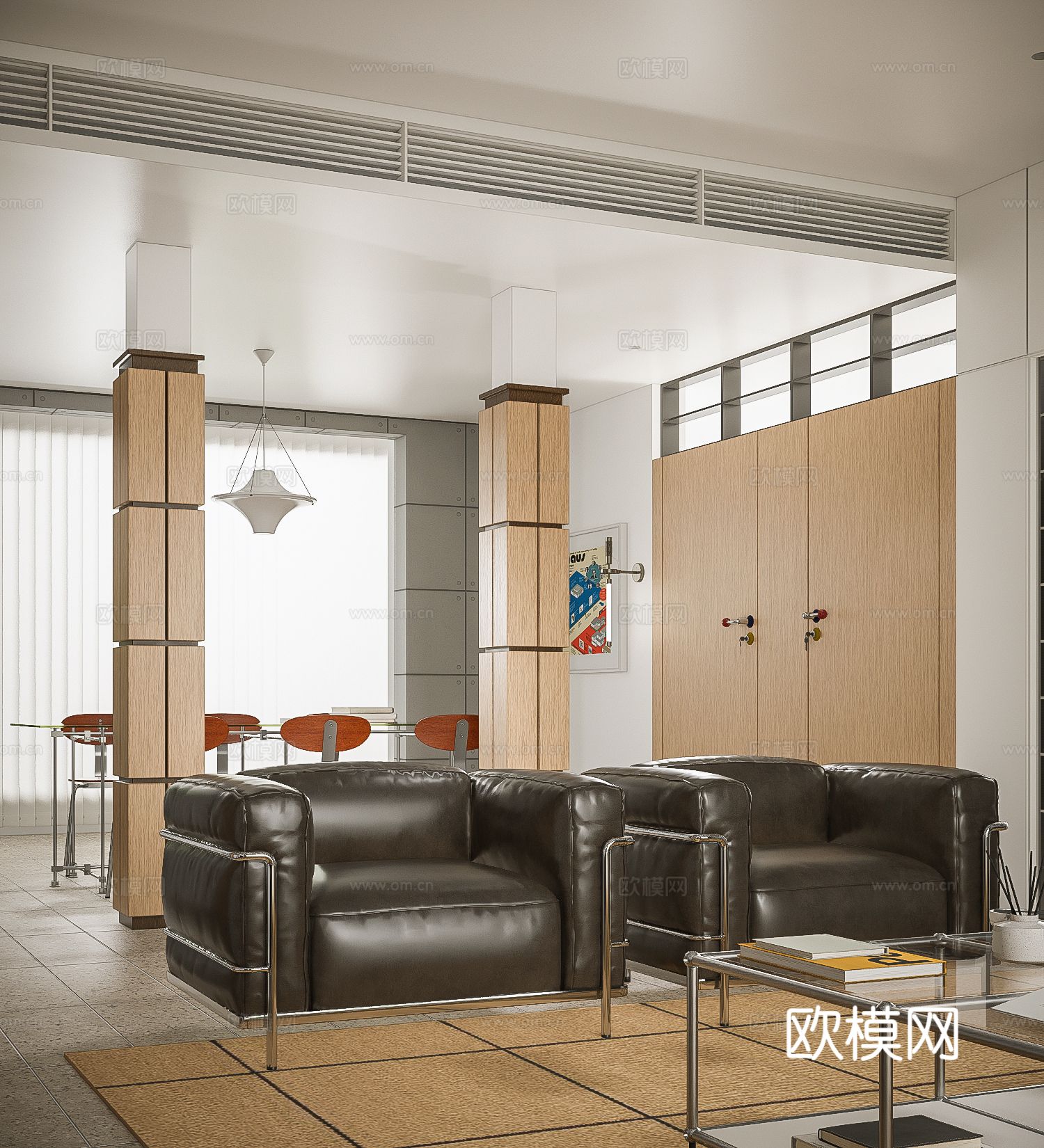 中古风客餐厅 极简客餐厅su模型下载（渲染图4）