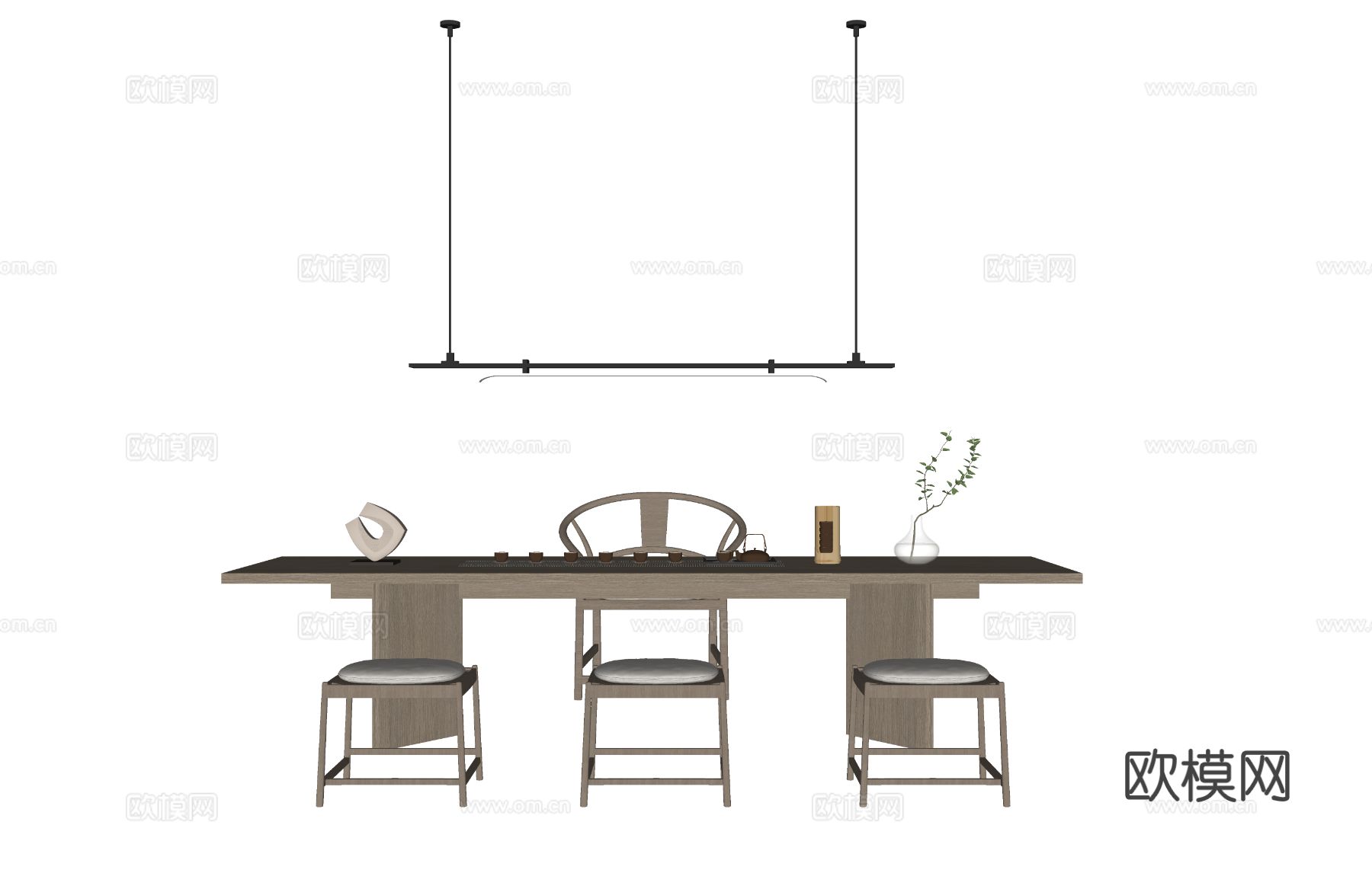 茶台 茶桌椅su模型