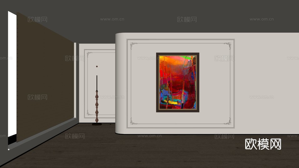 美式装饰画su模型下载(渲染图1)