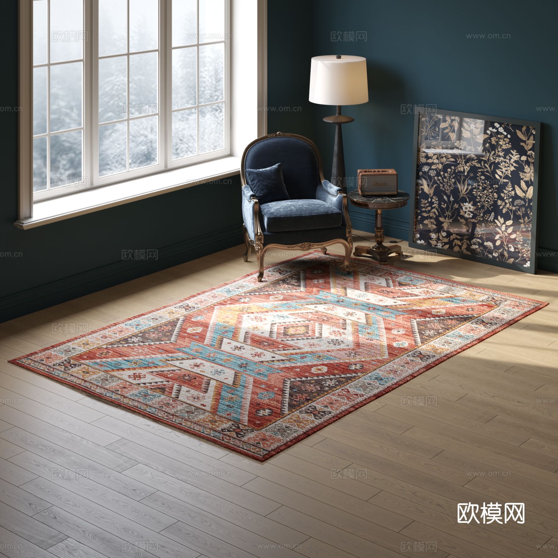 复古方形花纹地毯 2025版VR材质下载