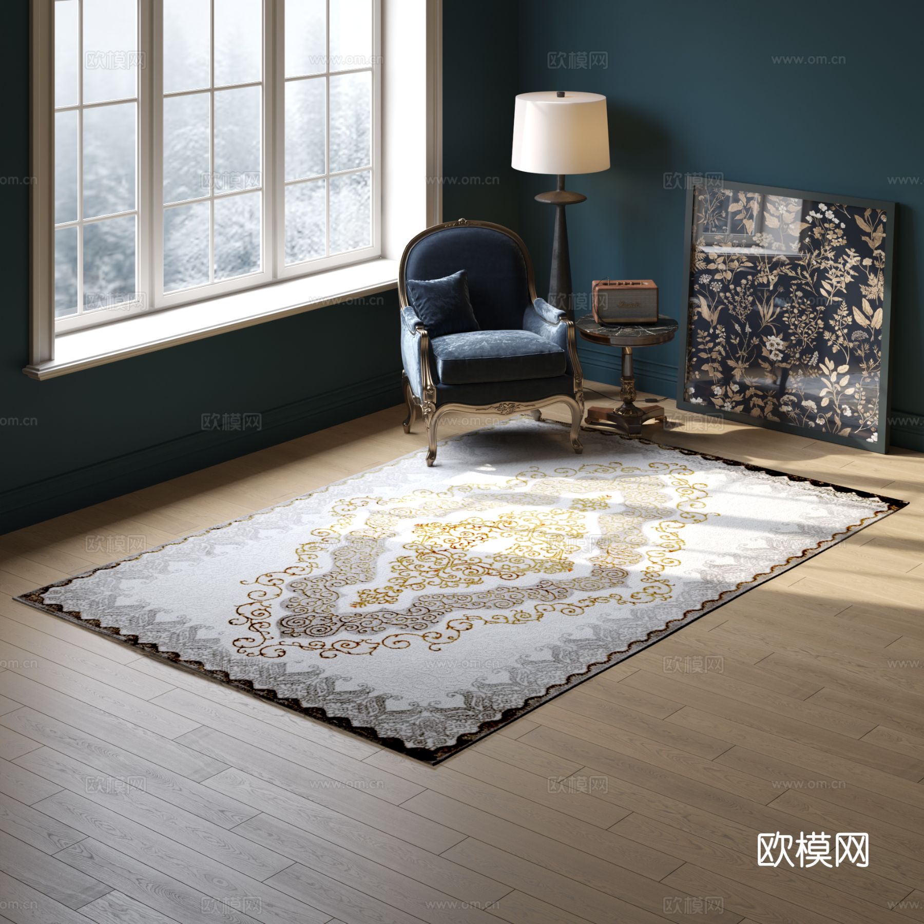 欧式方形花纹地毯 2025版VR材质下载
