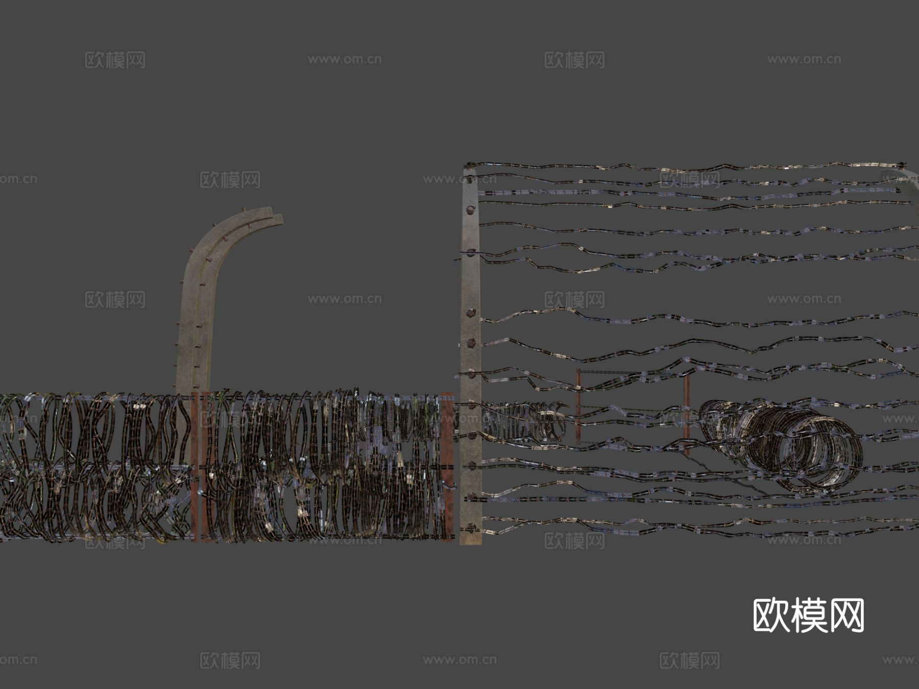 带刺铁丝网 围栏 护栏3d模型