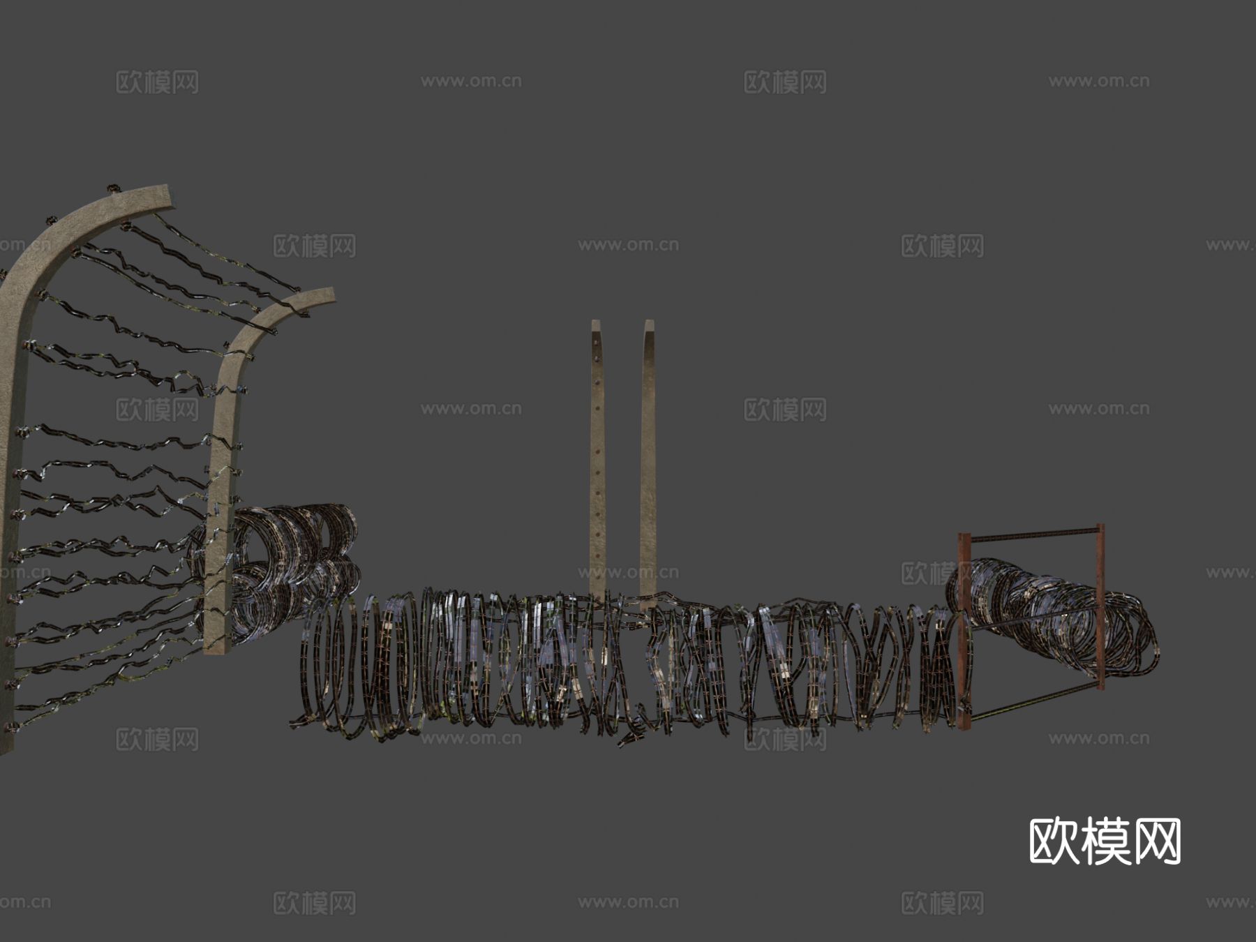 带刺铁丝网 围栏 护栏3d模型