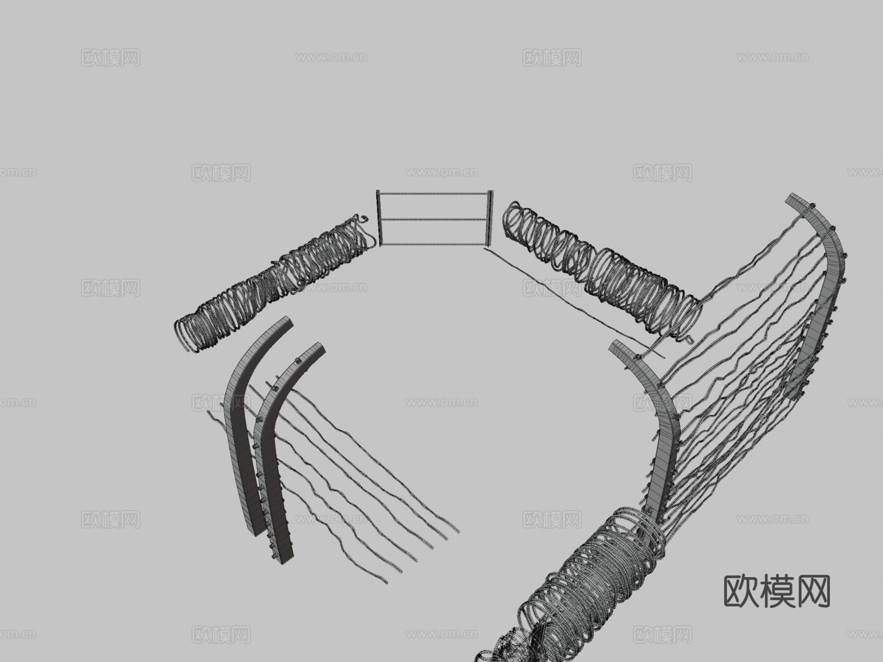 带刺铁丝网 围栏 护栏3d模型