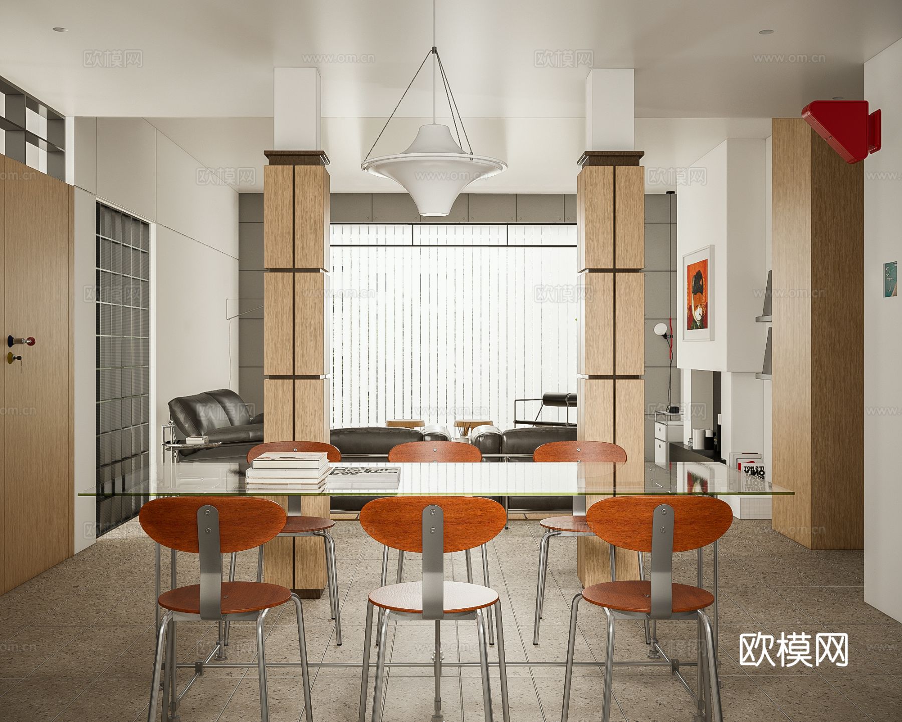 中古风客餐厅 极简客餐厅su模型下载（渲染图5）