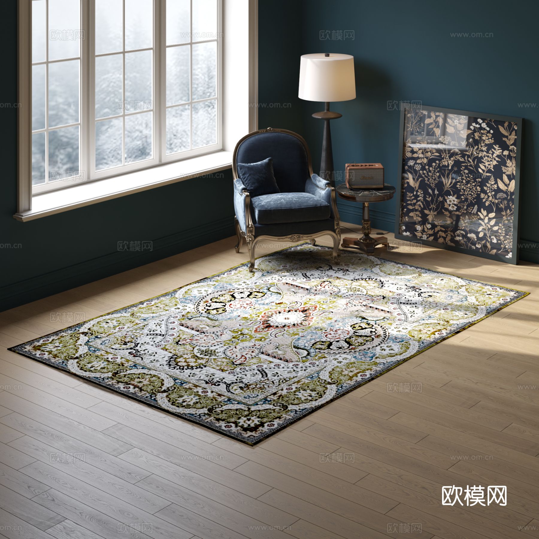 欧式方形花纹地毯 2025版VR材质下载
