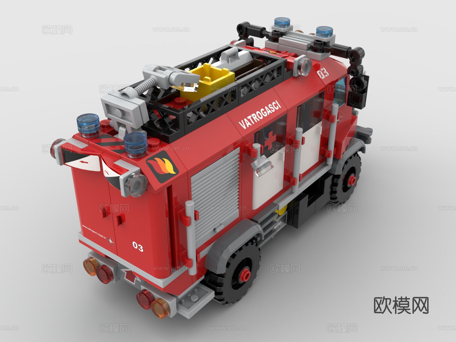 乐高 LEGO 玩具 积木 消防车3d模型