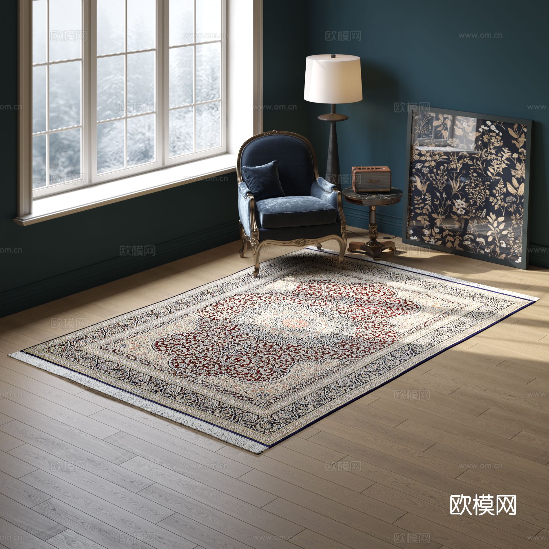欧式方形花纹地毯 2025版VR材质下载