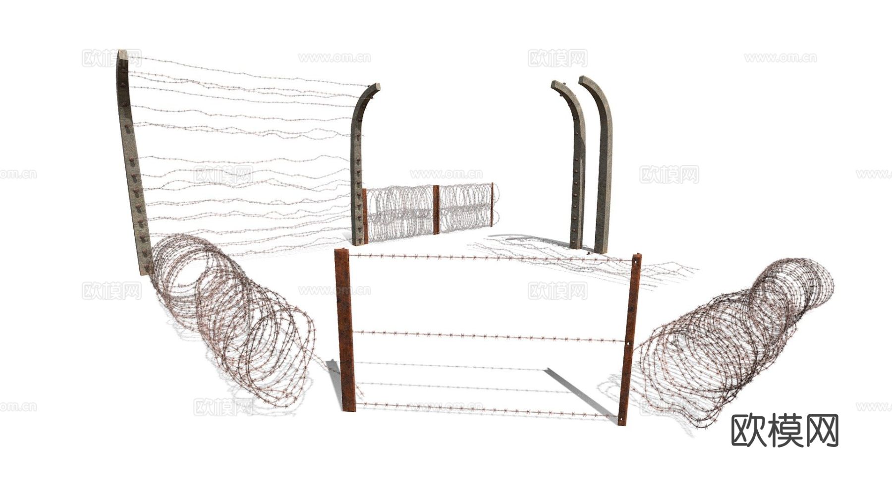 带刺铁丝网 围栏 护栏3d模型