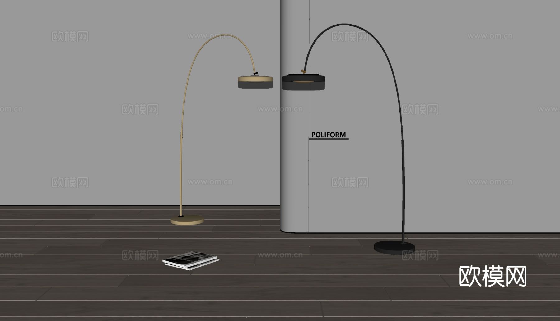 poliform现代落地灯 钓鱼灯su模型