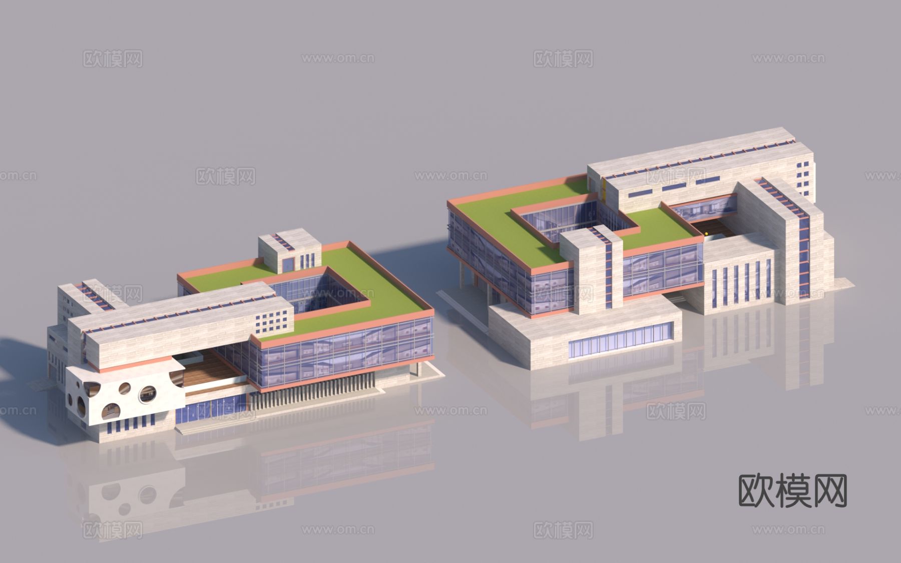 现代多层办公楼 平顶办公楼 社区服务中心3d模型