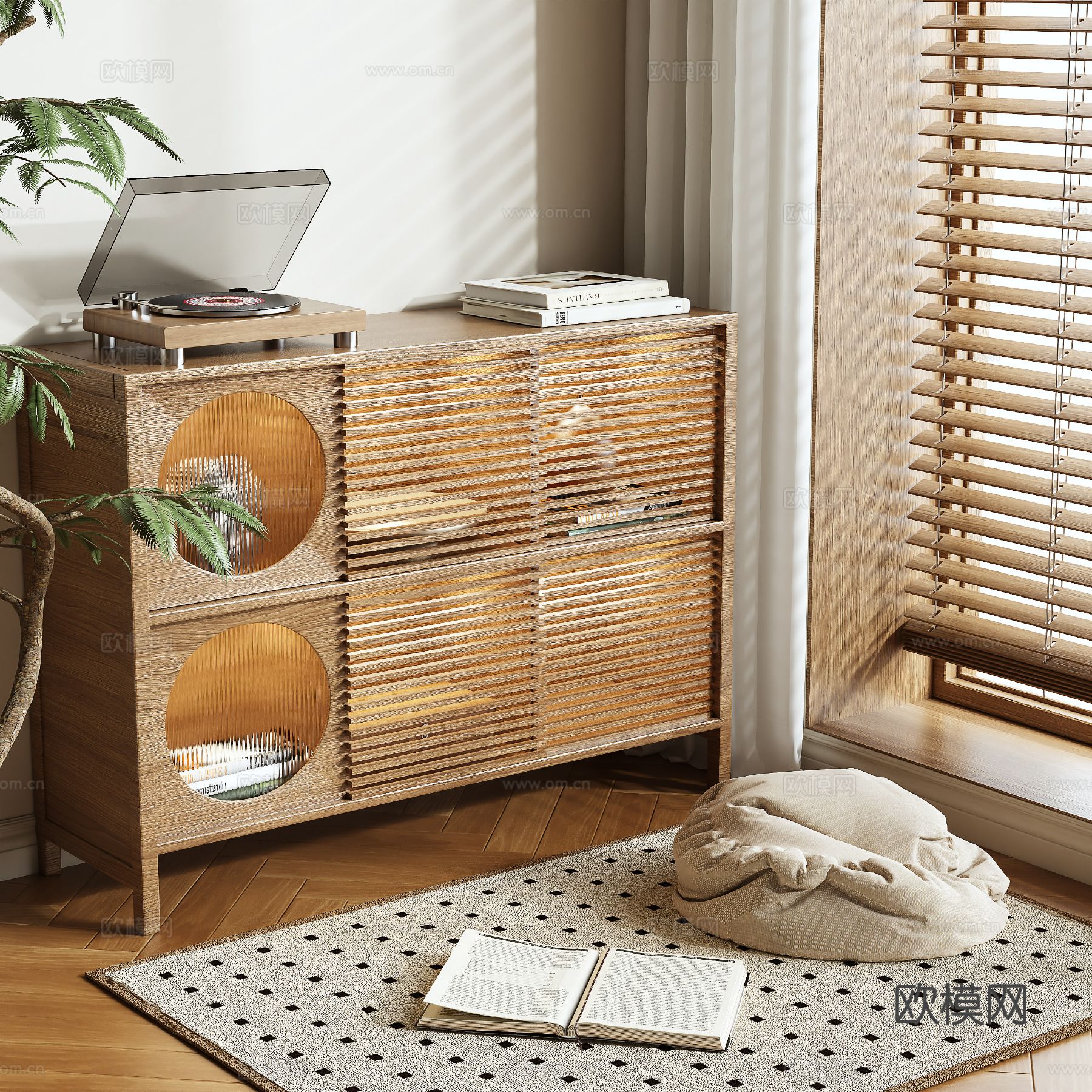 中古风餐边柜3d模型下载