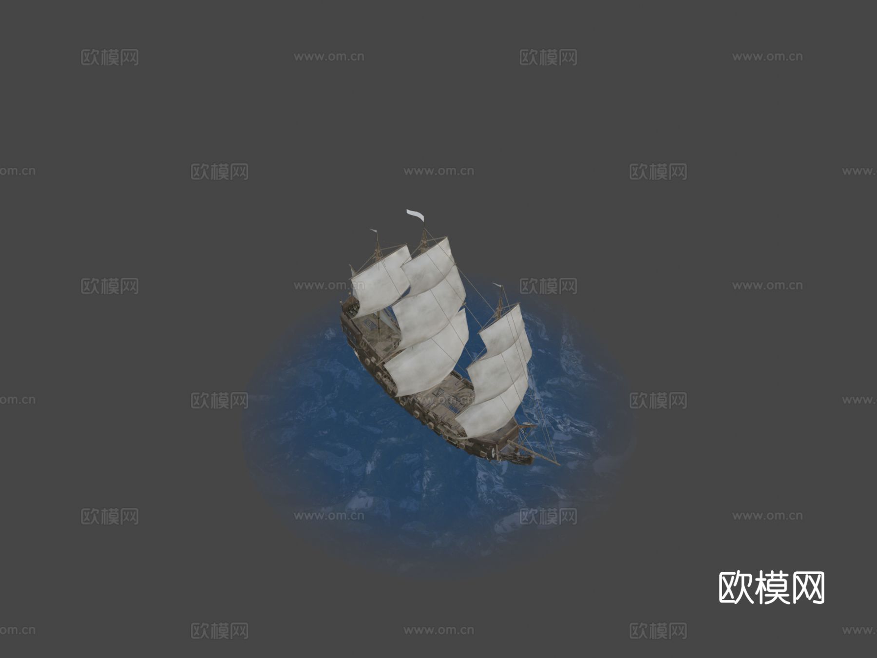 帆船 船只 海盗船 船帆3d模型下载（渲染图6）