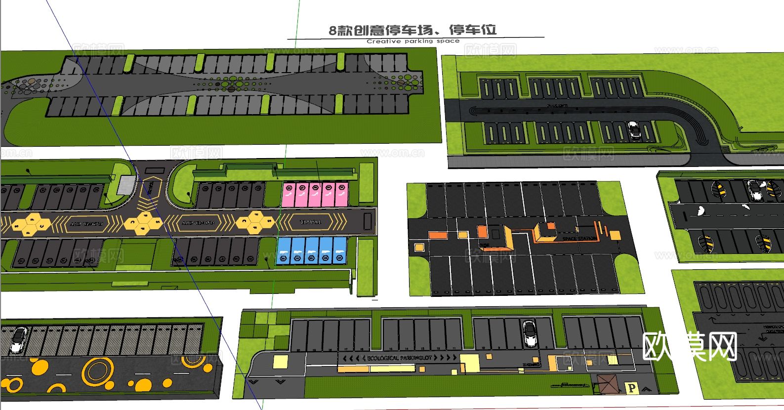 新能源充电停车场su模型