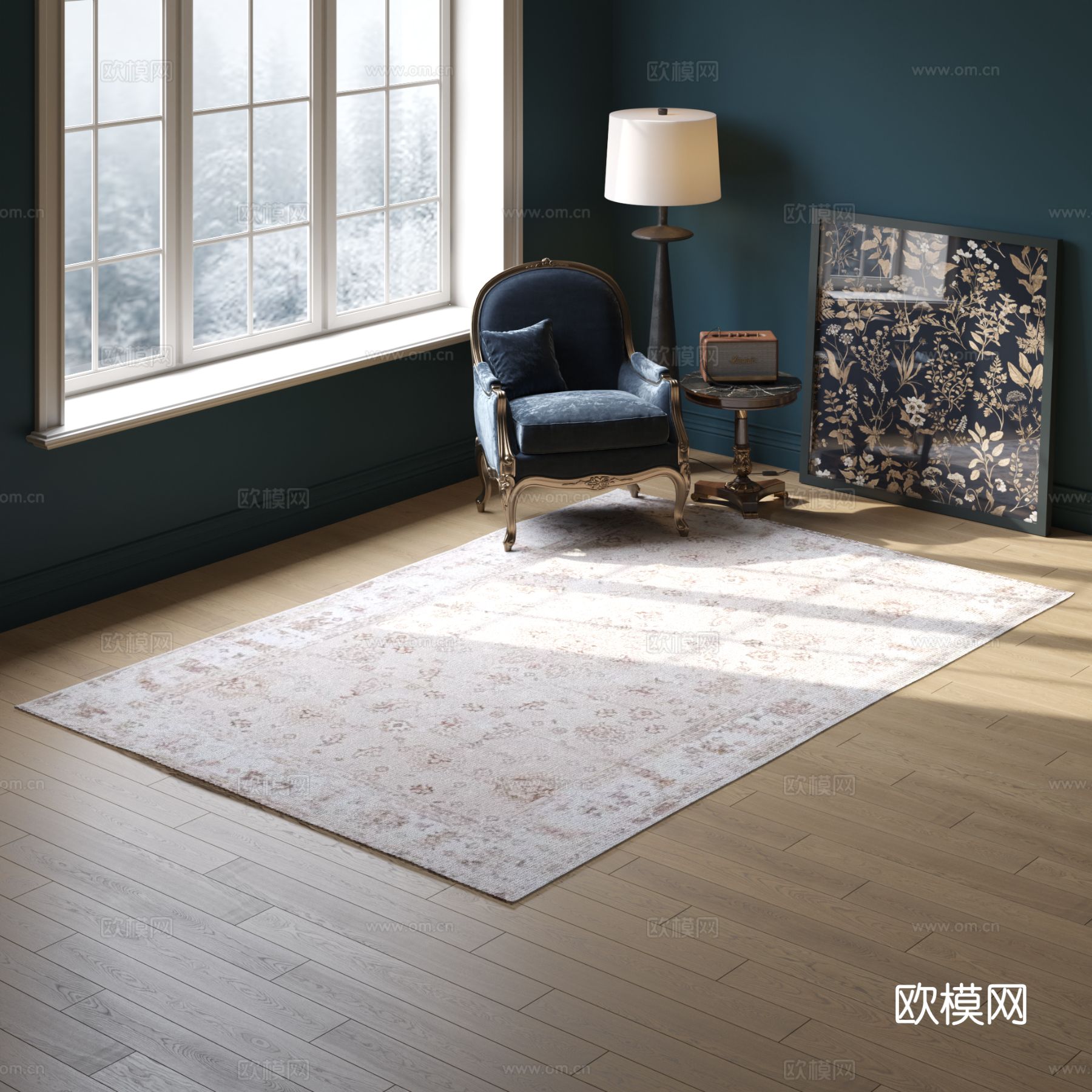 白色方形花纹地毯 2025版VR材质下载