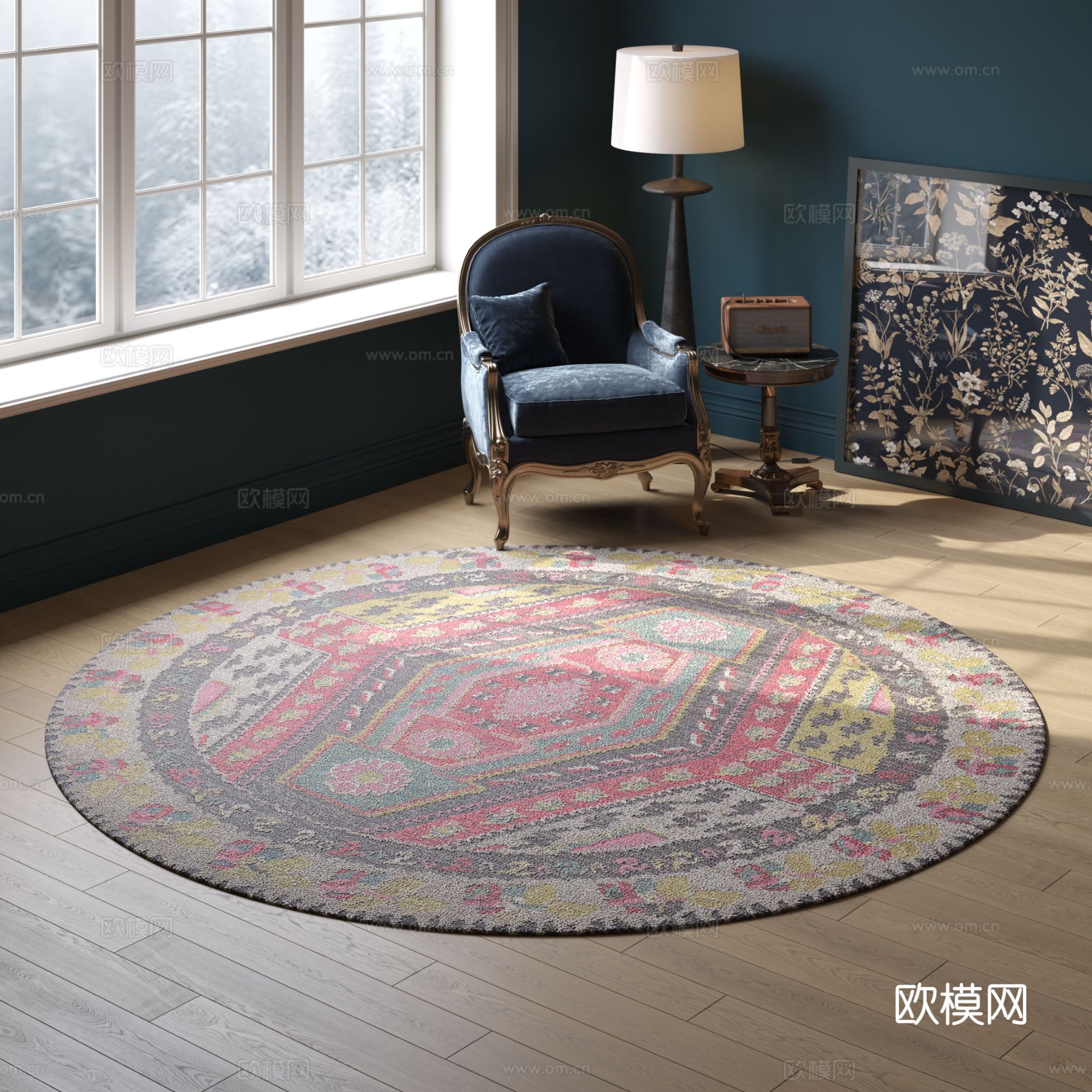 复古圆形花纹地毯 2025版VR材质下载