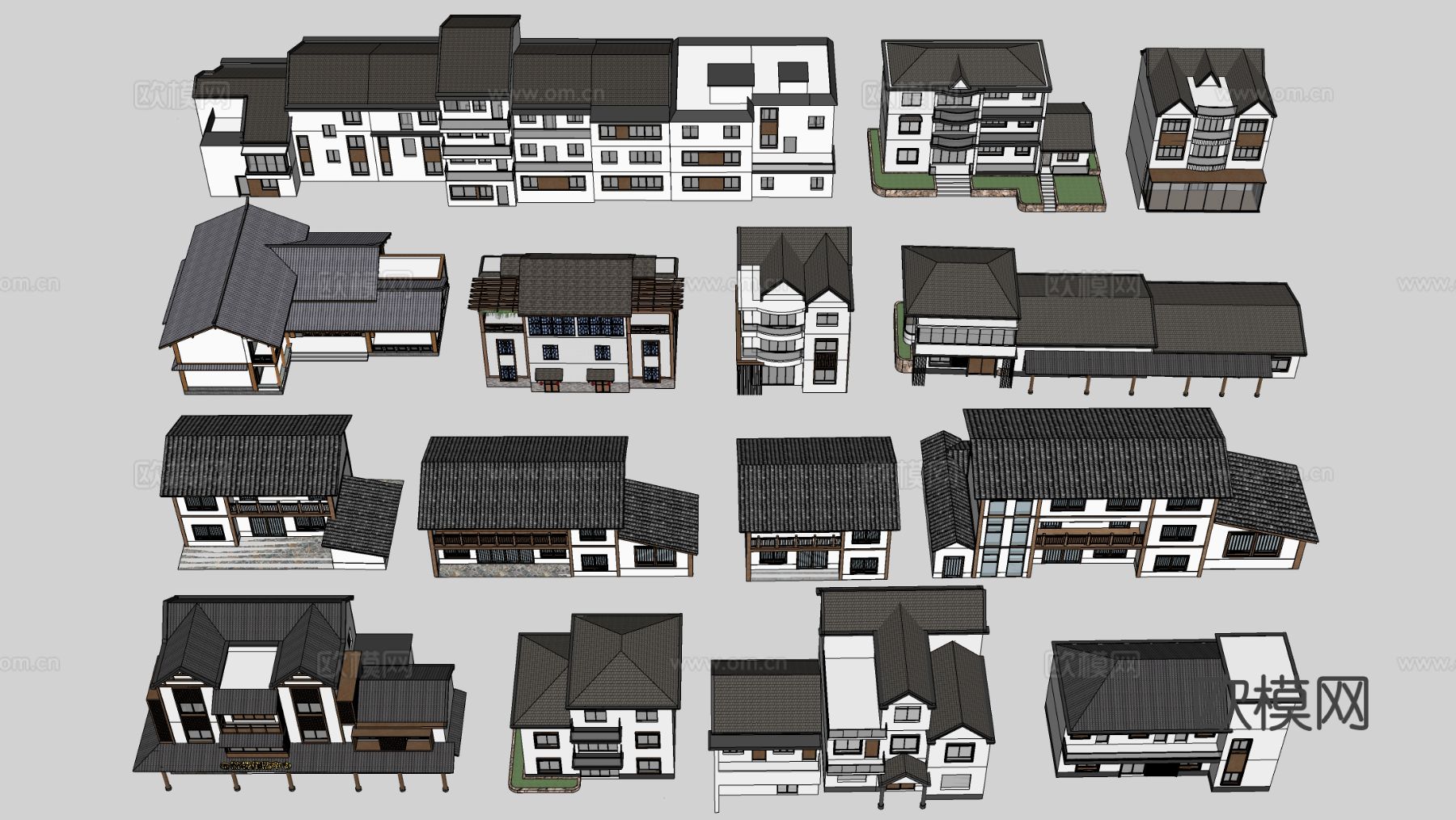 现代乡村民房 民宿建筑 农村建筑su模型