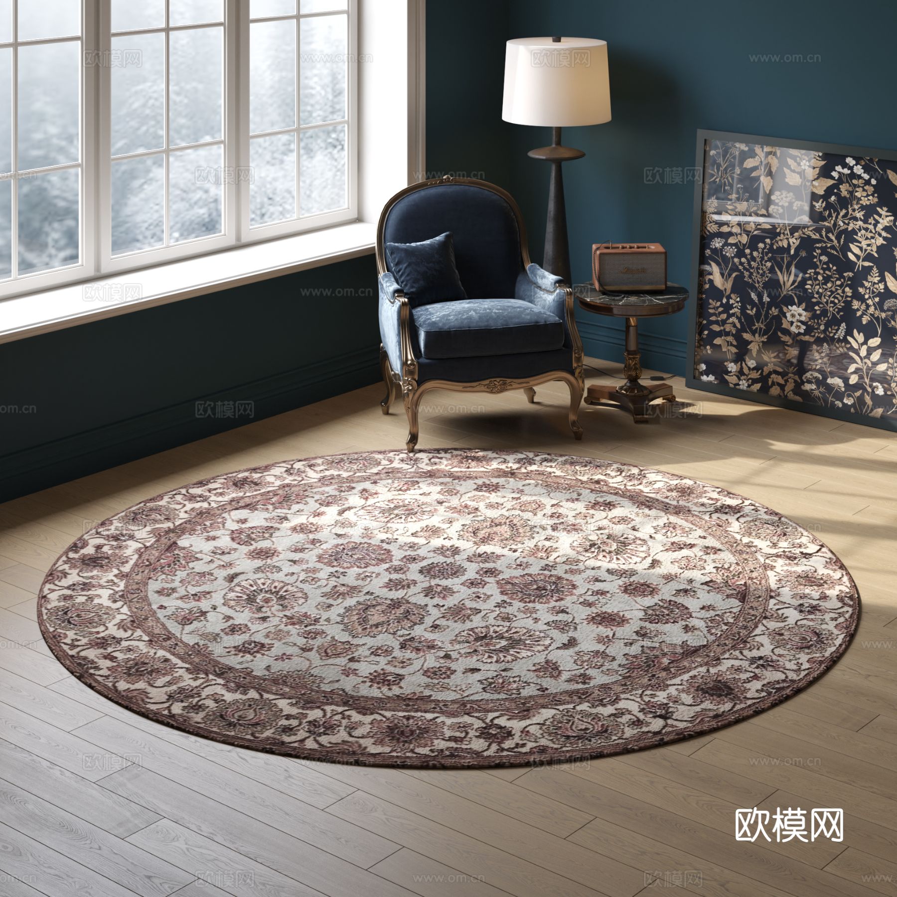 碎花地毯 圆形花纹地毯 2025版VR材质下载