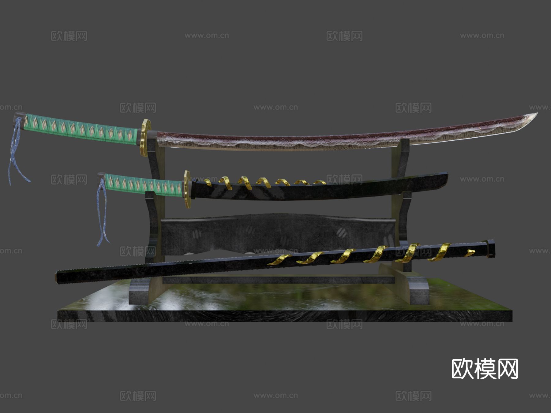 武士刀带支架3d模型